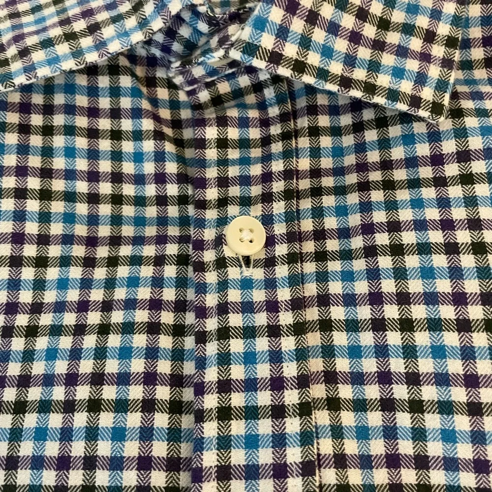 MASON’S Micro Brushed Cotton Mini Check‎ Spread Collar Shirt in Multi Size XXL
